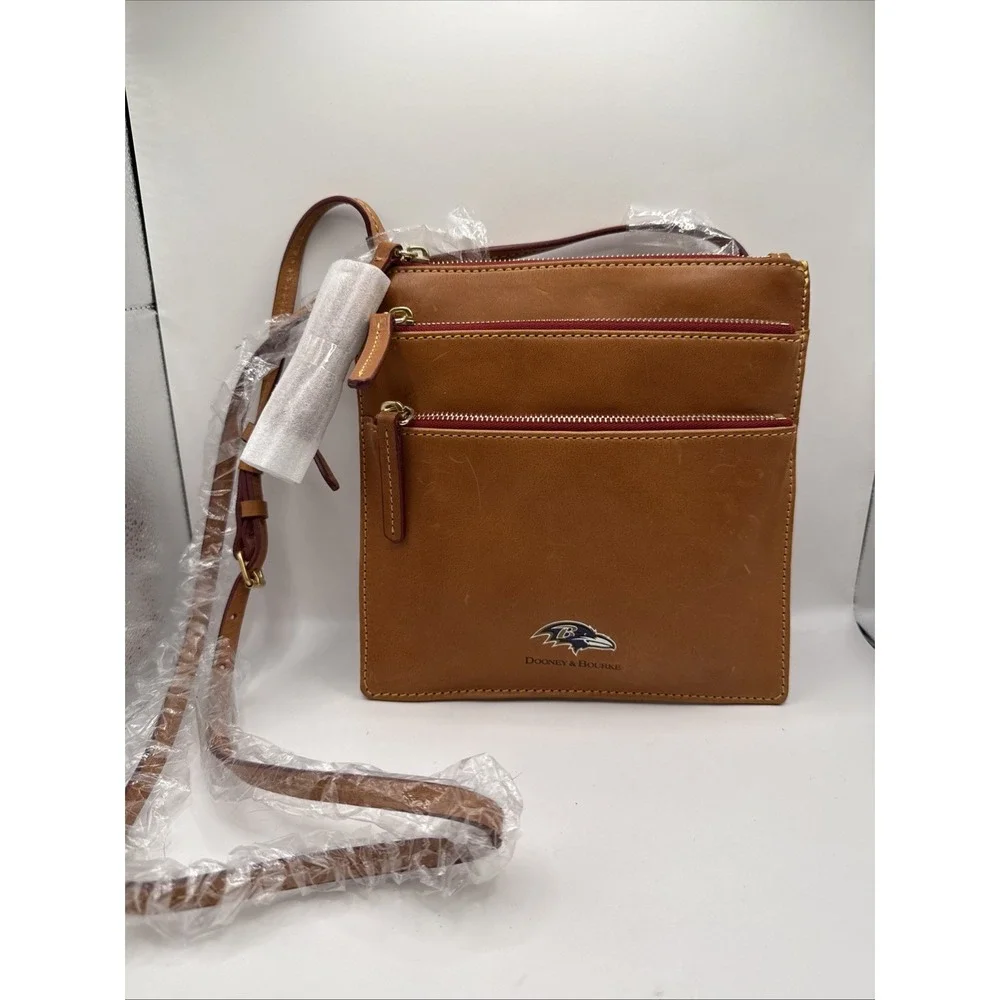 Dooney & Bourke NFL Baltimore Ravens NorthSouth Triple Zip Crossbody NWT Leather